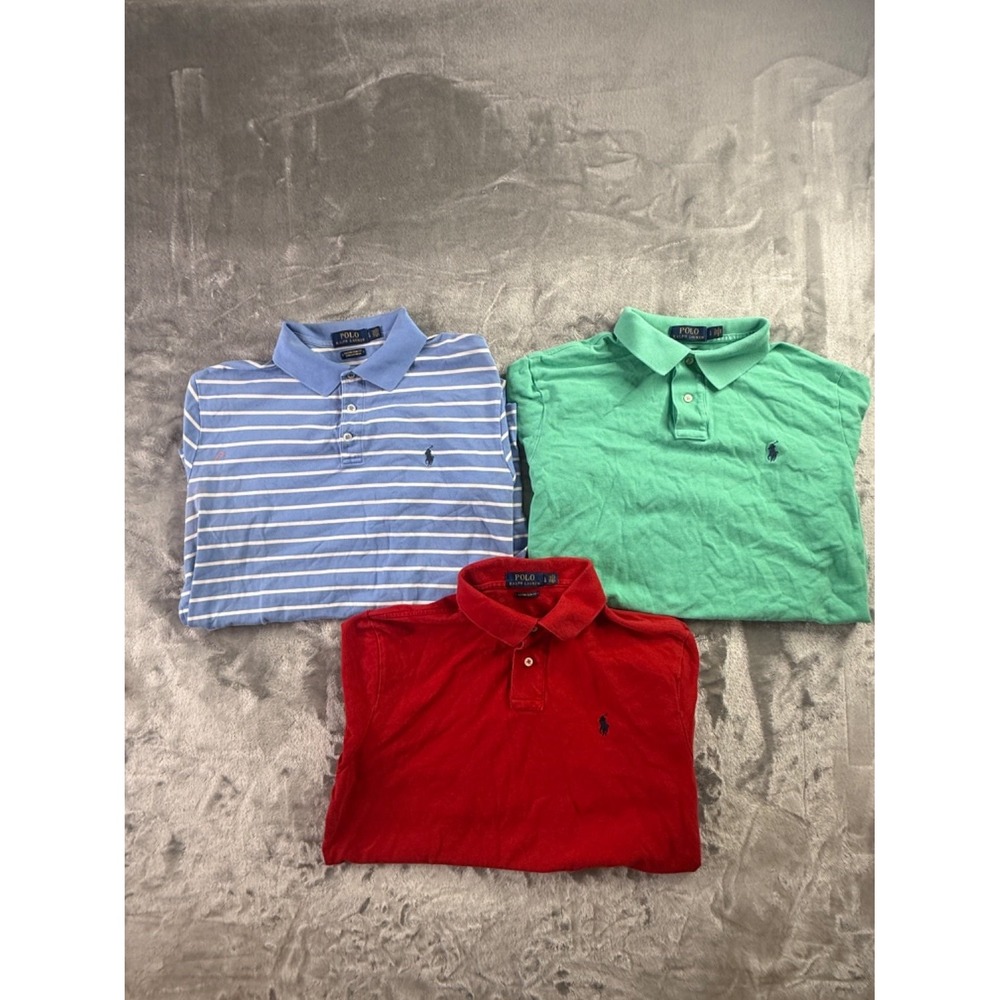 Polo Ralph Lauren Custom Slim Fit Lot of 3 Men L Striped Multicolor Embroidered
